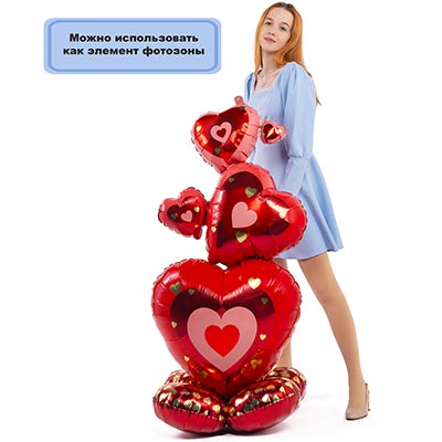 Шарики из фольги Шар напольный Сердца красные, под воздух