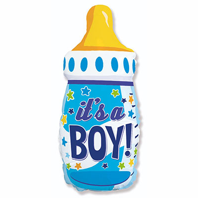 Шарики из фольги Шар фигура Бутылка It's a boy голубая