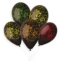 Шары 35см чёрные с рис. Мрамор неоновый