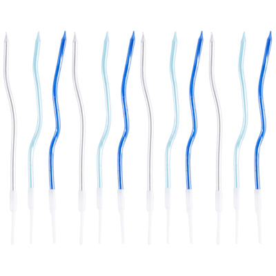 Голубая Свечи Волна Голубой Микс 13см 12шт/G 1502-6912