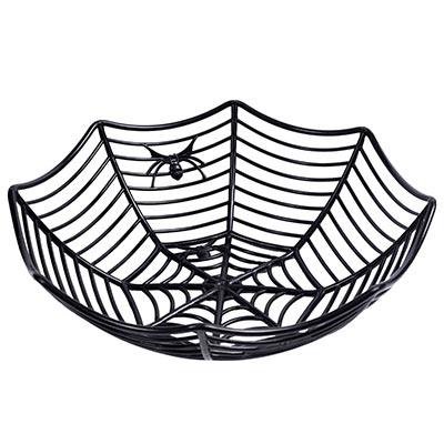Праздничные аксессуары Конфетница Паутина черн пластик 28х8смG