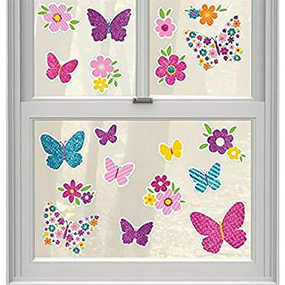 Наклейки на окно Бабочки весенние блеск
