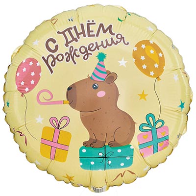 Шарики из фольги Шар круг 45см ДР Капибара