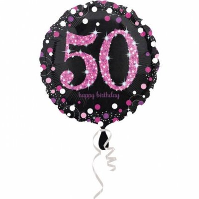 Шарики из фольги Шар 45см Sparkling Birthday 50 pink