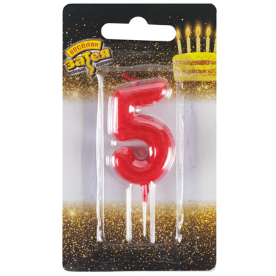 Свечи-цифры Свеча -цифра "5" Красная 4,5см