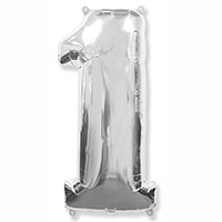 Шарик цифра "1", Silver 82см