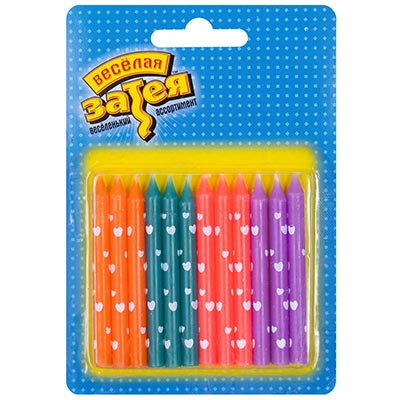 Свечи для торта Свечи для торта Сердца, 12 штук