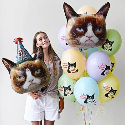 Шарики из фольги Шар фигура Grumpy Cat Сердитая Кошка