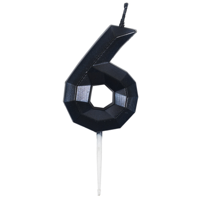 Черная Свеча -цифра "6" Диамант черная 4,5см 1502-6860