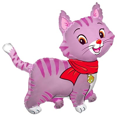 Шарики из фольги Шар фигура Кошечка с шарфом розовая