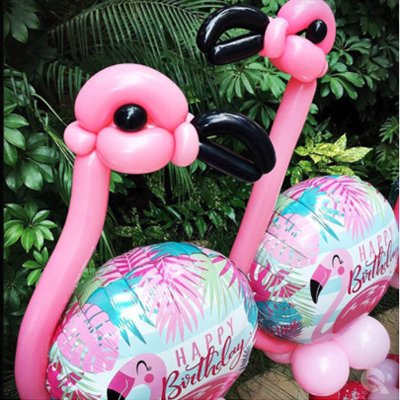 Шарики из фольги Шарик 45см H.Birthday Фламинго розовый