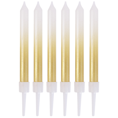 Свечи для торта Свечи Градиент бел/золот перлам 8см 6шт