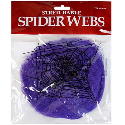 Декорации подвески Паутина фиолетовая с 2 пауками 1х1м
