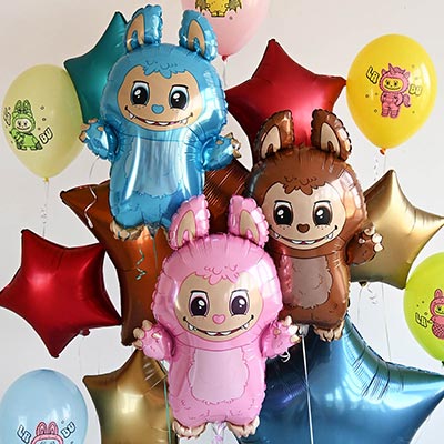 Шарики из фольги Шар фигура Монстрик зубастый розовый