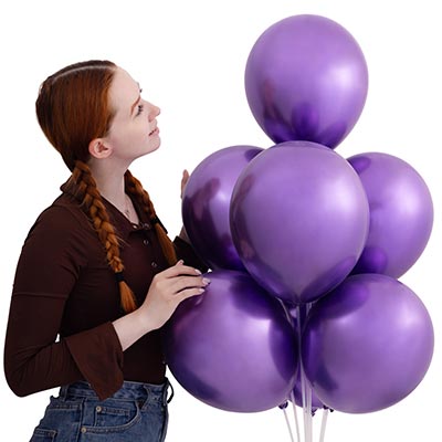 Шарики из латекса Шары 30см хром фиолетовые Весёлая Затея