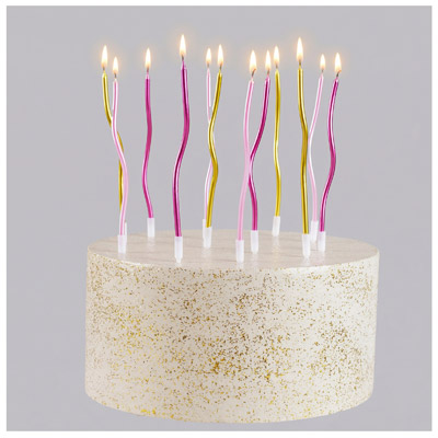 Свечи для торта Свечи Волна Розовый Микс 13см 12шт/G