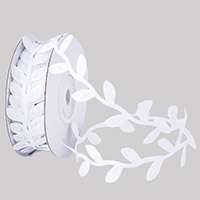  Лента Листья белые Текстиль 2см*10м 1509-2915
