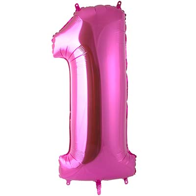 Шарики из фольги Шар цифра "1", 101см Pink