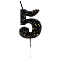 Свеча-цифра "5" Черная с брызгами 5,6см