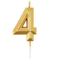 Свеча-цифра "4" Диамант Золото 4,5см
