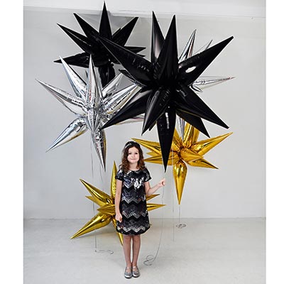 Шарики из фольги Шар 3D ЗВЕЗДА Составная Black 127см