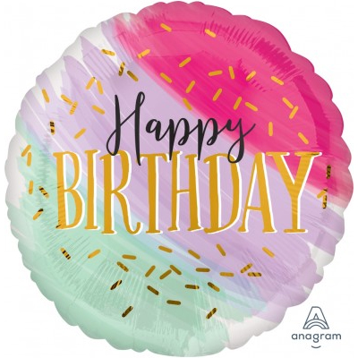 Шарики из фольги Шар ДЖАМБО H. Birthday Краски акварель
