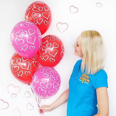 Шарики из латекса Шары 36см Сердца мел