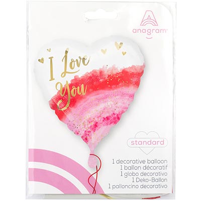 Шарики из фольги Шар 45см I love you Акварель Red White