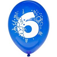 Шары с рисунком цифра "6" 30см, 5шт