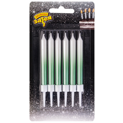 Свечи для торта Свечи Градиент бел/мятный перл 8см 6шт