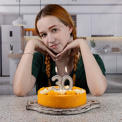 Свечи для торта Свеча -цифра 30 Серебряная 7см