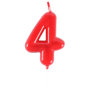 Свечи-цифры Свеча -цифра "4" Красная 4,5см