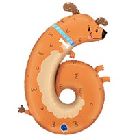 Цифры и числа Шар цифра 6 Собачка, 97см 1207-6180