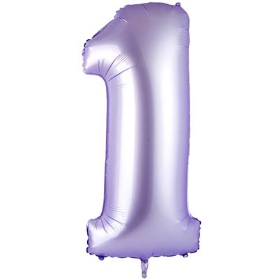 Шарики из фольги Шар цифра "1", 102см Сатин Lilac