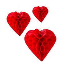 Фигуры бумажные Сердца красные 3шт