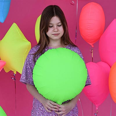 Шарики из фольги Шар круг 45см Неон оранжевый