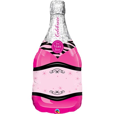 Шарики из фольги Шар фигура Бутылка шампанского розовая