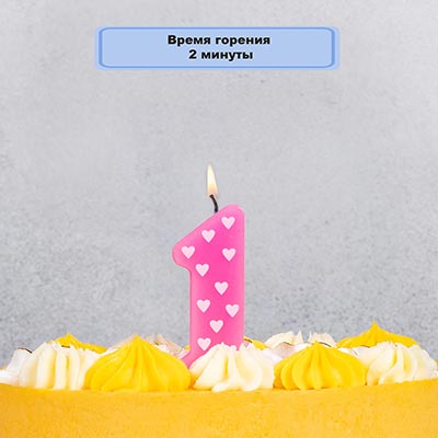 Свечи-цифры Свеча -цифра "1" 1-ый ДР Девочка