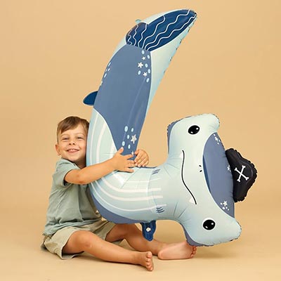 Шарики из фольги Шар цифра 4 Акула Молот Пират, 97см