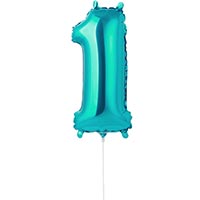 Шар цифра "1" 40см Turquoise под воздух