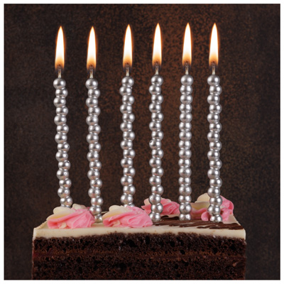 Свечи для торта Свечи Пузыри серебро 12см 6шт