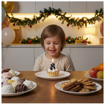 Свечи-цифры Свеча -цифра "8" Диамант черная 4,5см