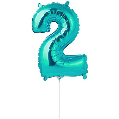 Шарики из фольги Шар цифра "2" 40см Turquoise под воздух