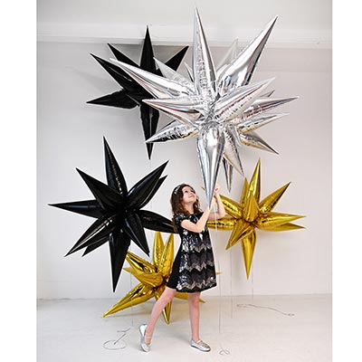 Шарики из фольги Шар 3D ЗВЕЗДА Составная Silver 127см