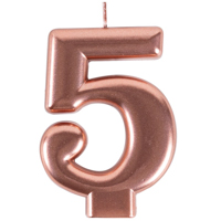 Свеча -цифра "5" Розовое золото, 8 см