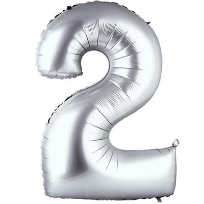 Шар цифра "2", 66см Silver