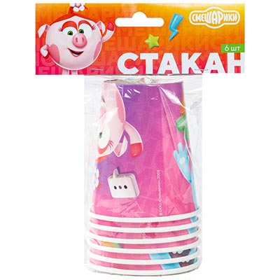 Стаканы Стаканы бумажные Смешарики Яркие