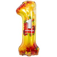 Шар Цифра "1", 101см "1 Сентября" Листья