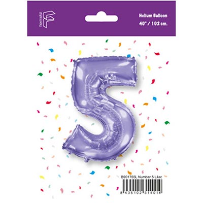 Шарики из фольги Шар цифра 5 101см Lilac