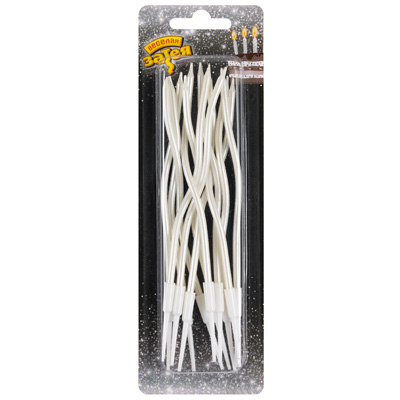 Свечи для торта Свечи Волны белые перламутр 13см 12шт